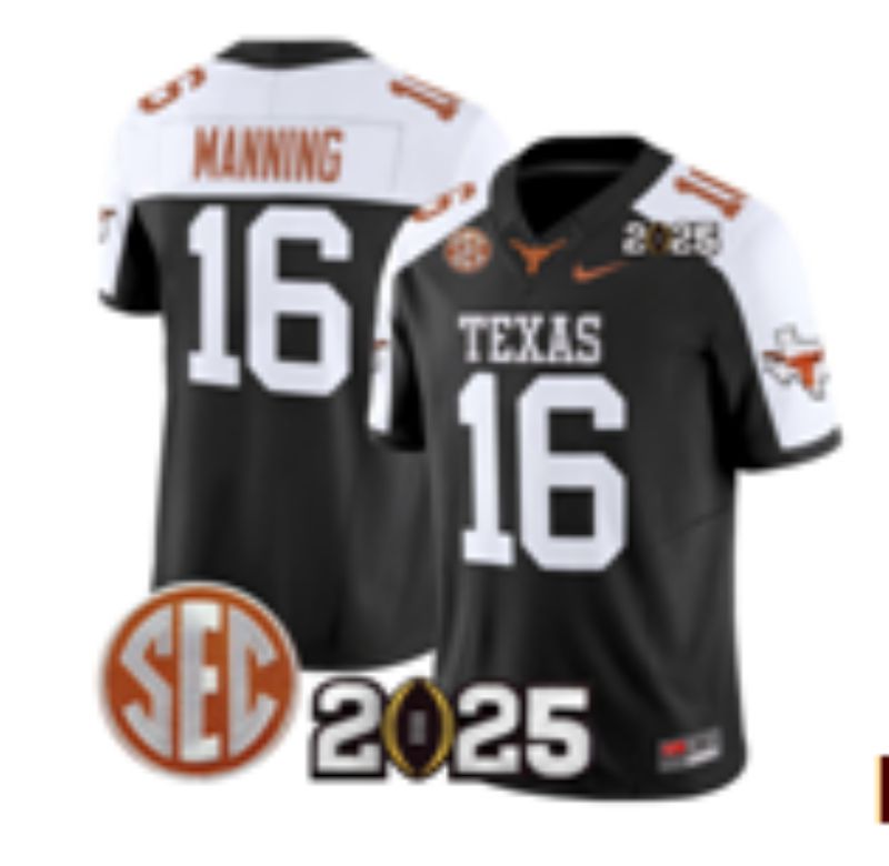 Men 2025 Texas Longhorns #16 Manning Black Nike NCAA Jersey style 04